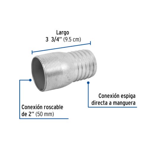 48180 - Niple de acero galvanizado 2" tipo botella, Foset