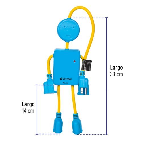 48182 - Multicontacto 16 AWG figura de niño con 4 entradas, Volteck