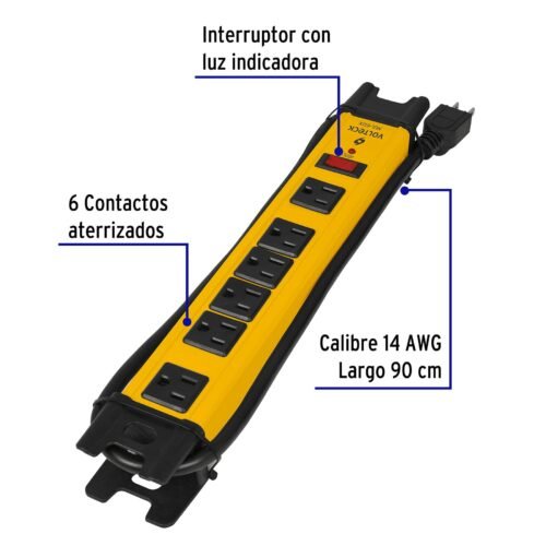481861 48186 - Multicontacto 14 AWG industrial supresor de picos 6 entradas
