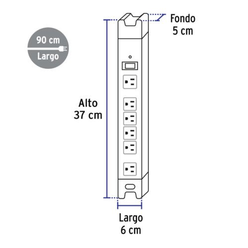 481862 48186 - Multicontacto 14 AWG industrial supresor de picos 6 entradas