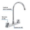 48193 - Mezcladora 8" fregadero, ABS, cuello curvo, hexagonal, BASIC