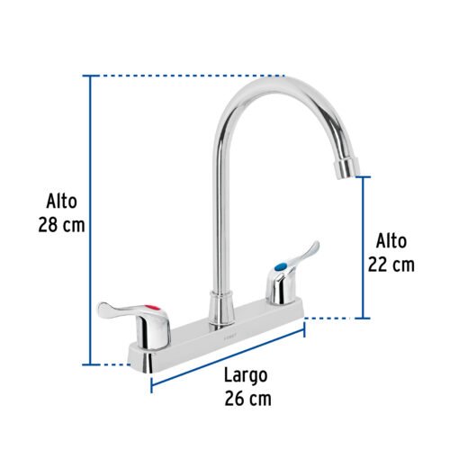 481942 48194 - Mezcladora 8" fregadero, ABS, cuello curvo, palanca, BASIC