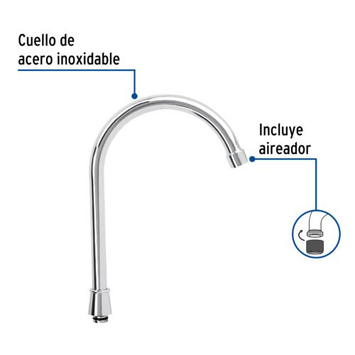 48195 - Cuello alto para mezcladora de fregadero, cromo, Basic