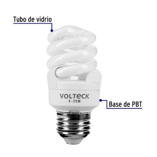 48202 - Lámpara espiral mini T2 7 W luz de día en blíster, Volteck
