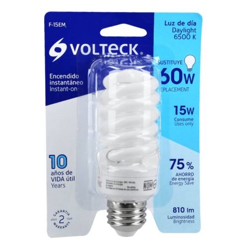 48204 - Lámpara espiral mini T2 15 W luz de día en blíster, Volteck