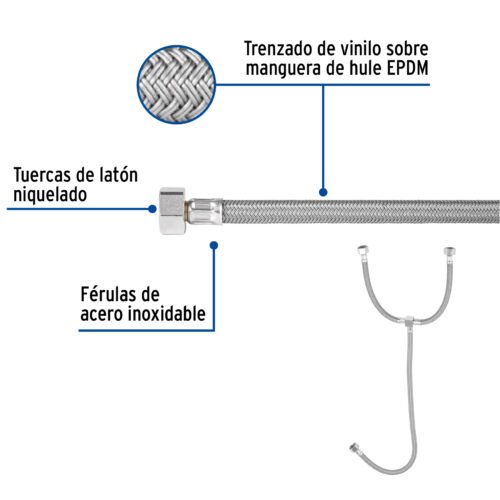 48224 - Manguera "T" lavabo/fregadero, vinilo, 1/2" x 1/2" x 1/2", 55cm