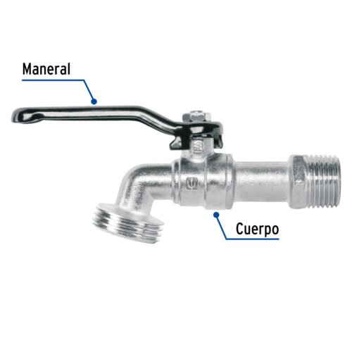 48243 - Llave de esfera de zinc 1/2", 110 g, s/adaptador, Basic