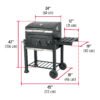 48248 - Asador de carbón de 24" con tapa, negro, FIERO