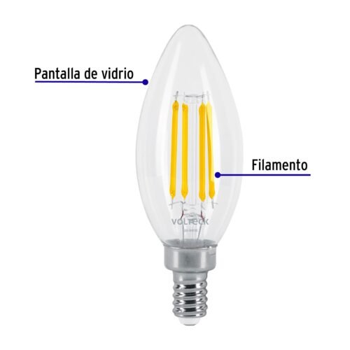 48253 - Lámpara LED tipo vela 4 W con filamento base E12 luz cálida