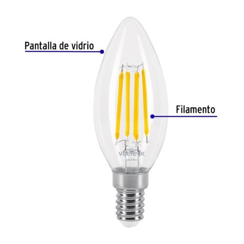 482541 48254 - Lámpara LED tipo vela 4 W con filamento base E14 luz cálida