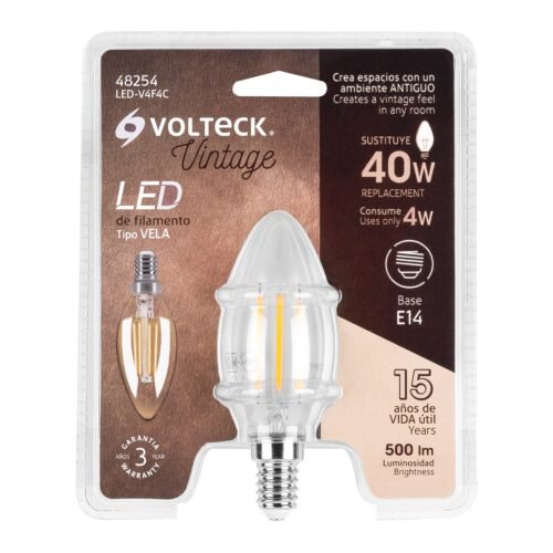 482543 48254 - Lámpara LED tipo vela 4 W con filamento base E14 luz cálida