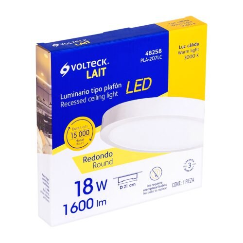 482584 48258 - Luminario LED tipo plafón 18 W, redondo, luz cálida, blanco