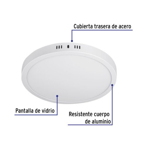 482592 48259 - Luminario LED tipo plafón 24 W, redondo, luz cálida, blanco