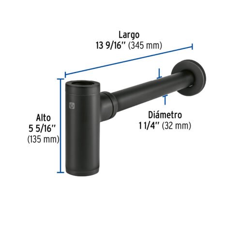 482692 48269 - Céspol de bote minimalista 1 1/4", negro, para lavabo, Foset