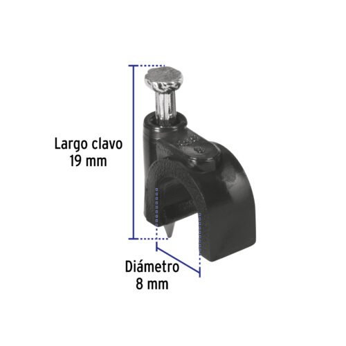 48281 - Bolsa con 20 grapas negras de 8 mm para cable redondo