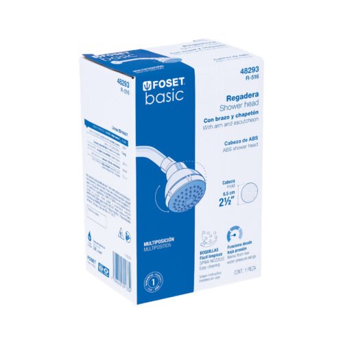 482935 48293 - Regadera plástica redonda 2-1/2" gris-blanca, Foset Basic