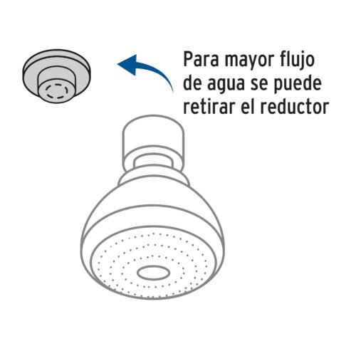 48294 - Regadera redonda de ABS 2-1/2" gris-blanca sin brazo, Basic