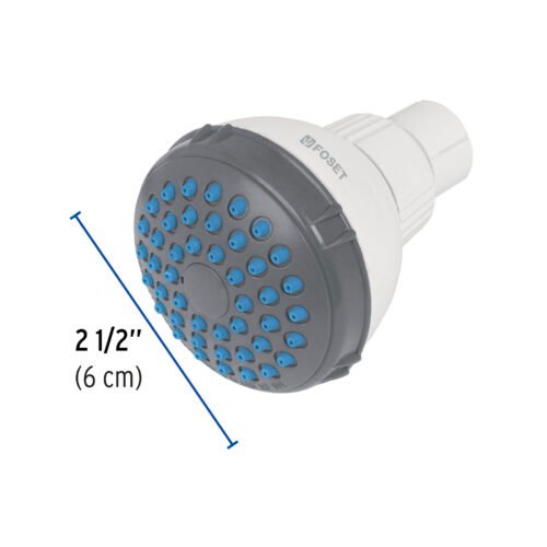48294 - Regadera redonda de ABS 2-1/2" gris-blanca sin brazo, Basic