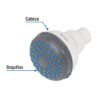 48294 - Regadera redonda de ABS 2-1/2" gris-blanca sin brazo, Basic