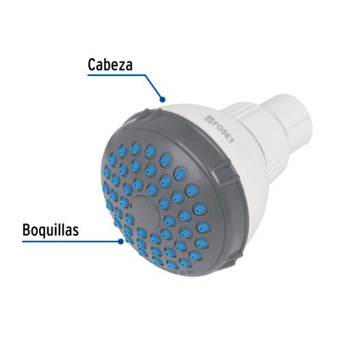 48294 - Regadera redonda de ABS 2-1/2" gris-blanca sin brazo, Basic