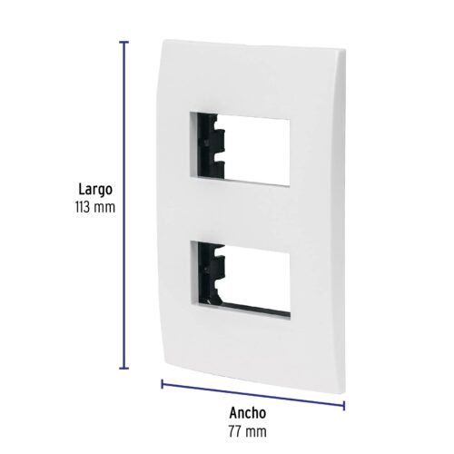 48304 - Placa 2 módulos de ABS, línea Oslo, color blanco, Volteck