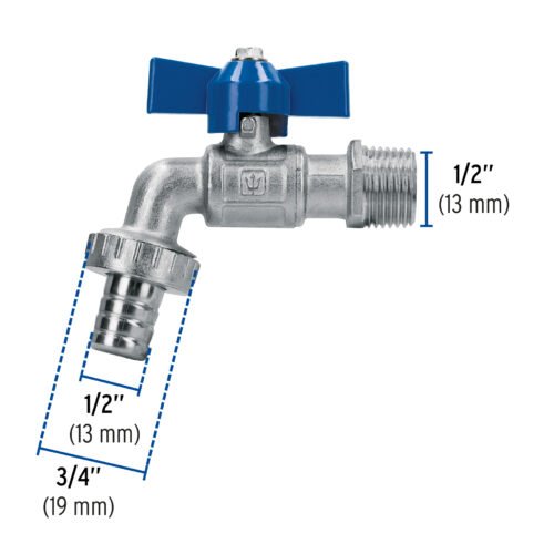 48308 - Llave de esfera c/maneral corto, latón, 130gr, 1/2", Foset