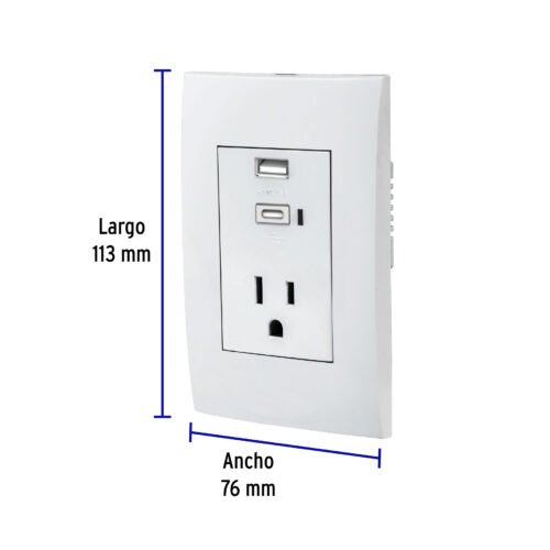 48313 - Contacto 2polos  tierra con 2 puertos USB, Oslo, blanco