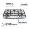48315 - Parrilla gas empotrable 90cm, 6 quem, acero inox, Riviera