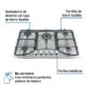 48316 - Parrilla gas empotrable 75cm, 5 quem, acero inox, Riviera