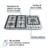 48319 - Parrilla gas empotrable 90cm, 5 quem, lateral, inox, Riviera
