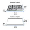 48319 - Parrilla gas empotrable 90cm, 5 quem, lateral, inox, Riviera