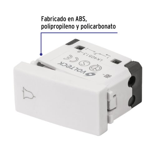 48323 - Interruptor para timbre, línea Oslo, color blanco, Volteck