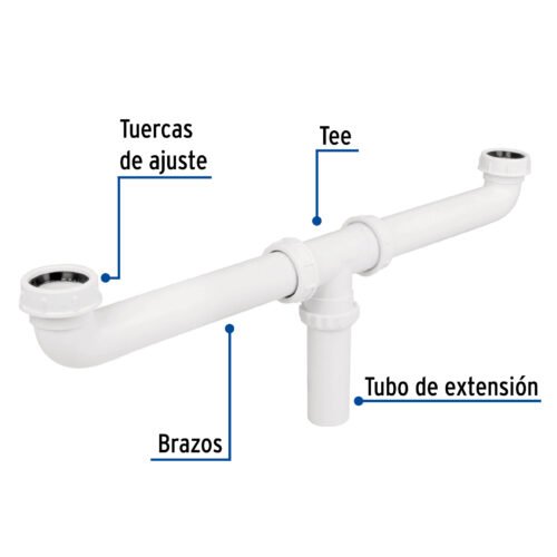 483383 48338 - Céspol doble 1-1/2", s/contra, polipropileno, para fregadero