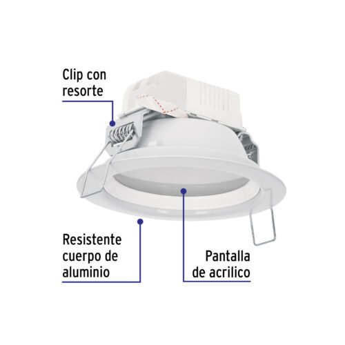 48346 - Luminario LED empotrado redondo de 5 W, luz de día, Volteck
