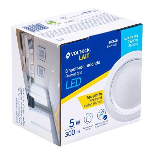 48346 - Luminario LED empotrado redondo de 5 W, luz de día, Volteck