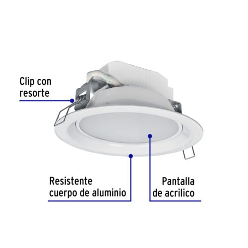 483471 48347 - Luminario LED empotrado redondo de 6 W, luz de día, Volteck