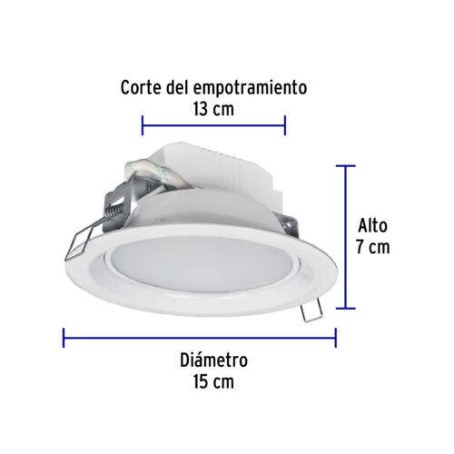 483472 48347 - Luminario LED empotrado redondo de 6 W, luz de día, Volteck
