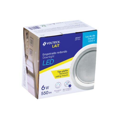 483474 48347 - Luminario LED empotrado redondo de 6 W, luz de día, Volteck