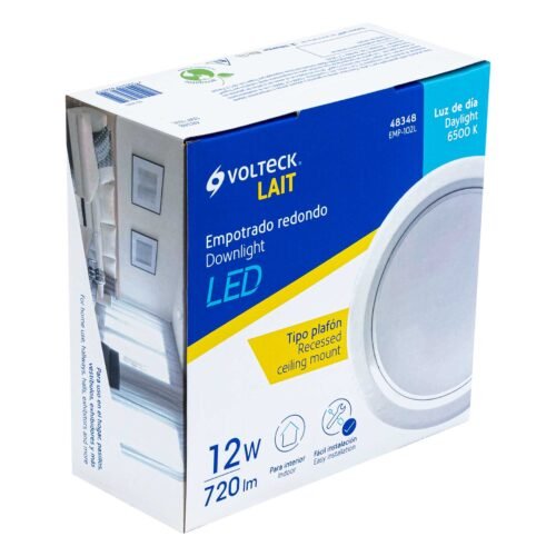 483484 48348 - Luminario LED empotrado redondo de 12 W, luz de día, Volteck