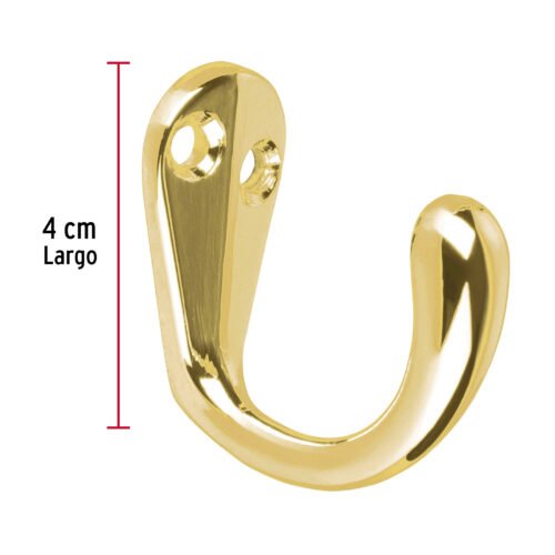 483502 48350 - Gancho sencillo tipo perchero, latón brillante, HERMEX
