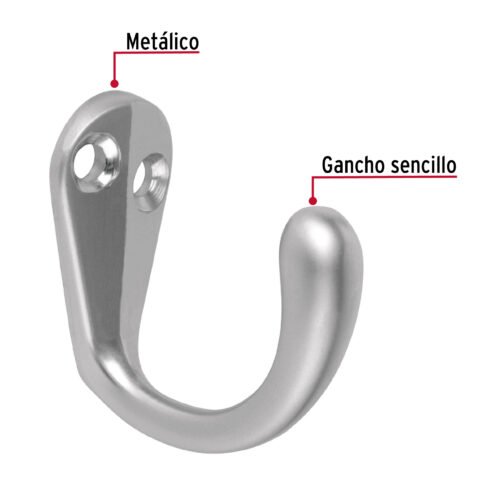 48352 - Gancho sencillo tipo perchero, cromo mate, HERMEX