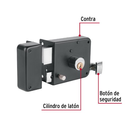 483681 48368 - Cerradura sobreponer izq instala-fácil, tradicional, negro