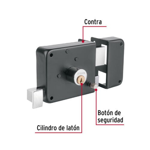 48369 - Cerradura sobreponer der instala-fácil, tradicional, negro