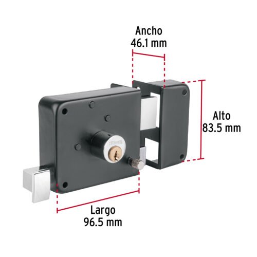 48369 - Cerradura sobreponer der instala-fácil, tradicional, negro