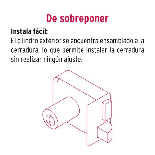 48369 - Cerradura sobreponer der instala-fácil, tradicional, negro