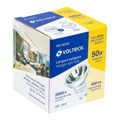 48380 - Lámpara de halógeno 50 W tipo MR 16 base GU10, Volteck