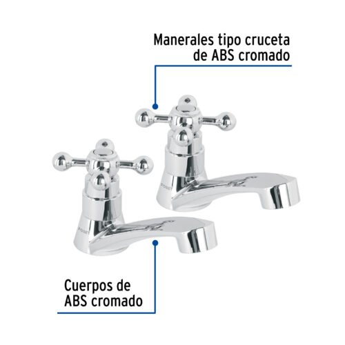 48384 - Juego llaves individuales lavabo, ABS, cruceta, BASIC