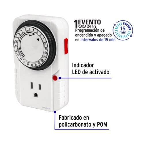 48385 - Temporizador analógico, 1 evento, Volteck