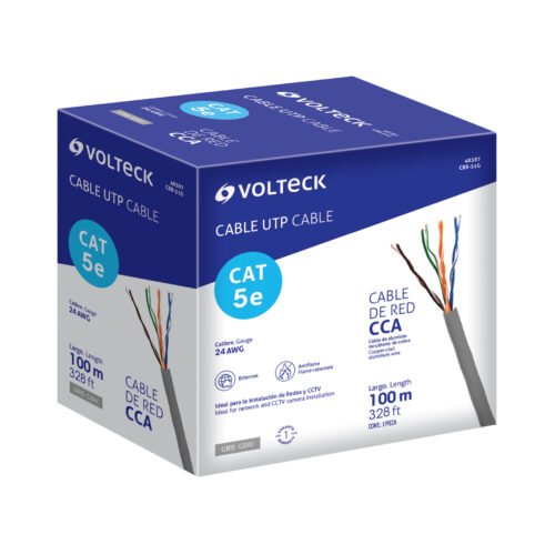48387 - Metro de cable UTP CAT5E, Bobina de 100m, gris, VOLTECK