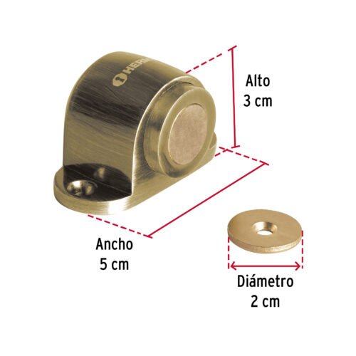 48388 - Tope magnético, latón antiguo, HERMEX